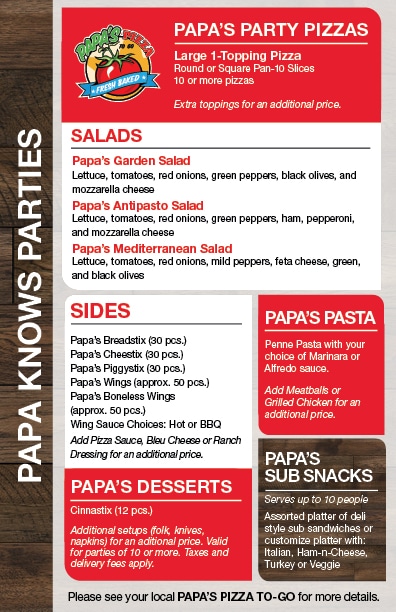 Order PAPA'S PIZZA - Galveston, TX Menu Delivery [Menu & Prices]
